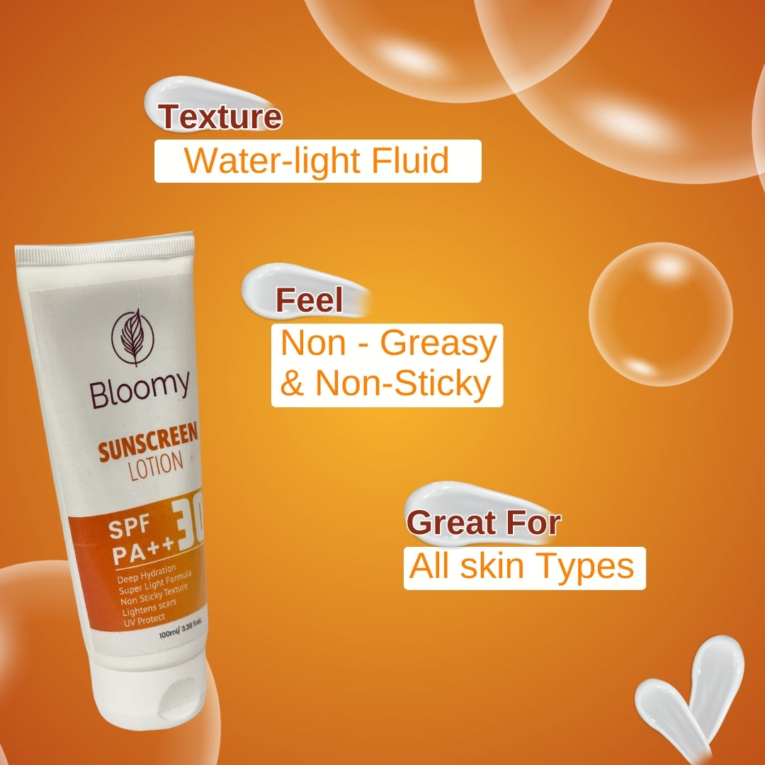 Bloomy SPF PA++ 30 Sunscreen Water-Light,UVA/UVB & Blue Light Protection